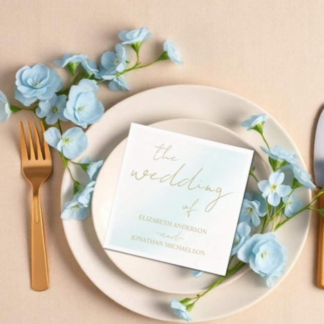Blue Watercolor Wave Wedding Napkin (Creator Uploaded)