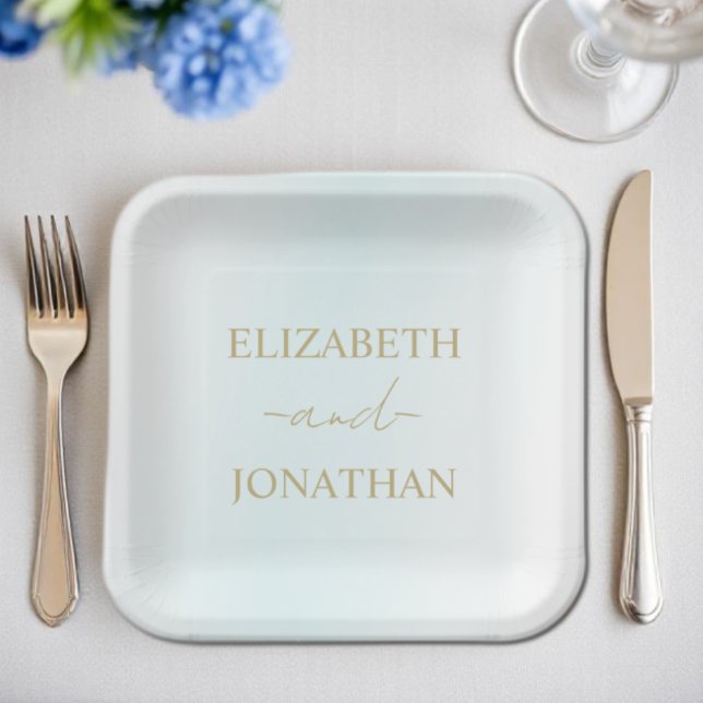 Blue Watercolor Wave Wedding Paper Plate (Creator Uploaded)