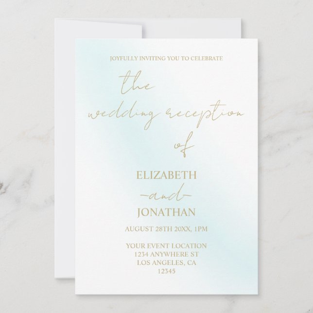 Blue Watercolor Wave Wedding Reception Invitation (Front)