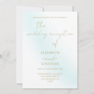 Blue Watercolor Wave Wedding Reception Invitation