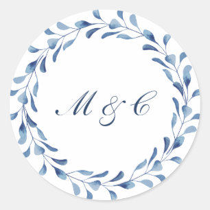 Blue Watercolor Wedding Envelope Seal / Favour