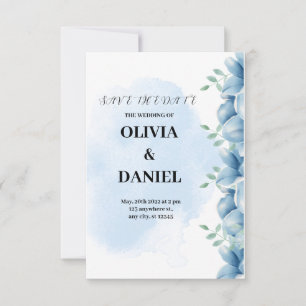 Blue Watercolor Wedding Invitation
