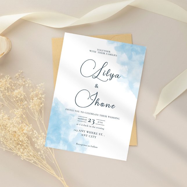 Blue Watercolor Wedding Invitation (Creator Uploaded)