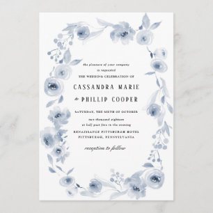Blue Watercolor Wedding Invitation Suite