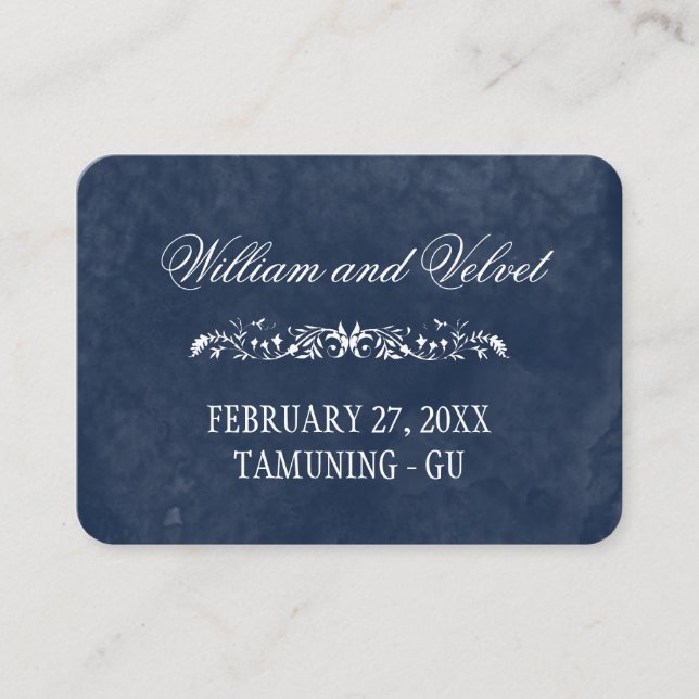 Blue Watercolor Wedding Place Cards (Front)