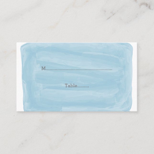 Blue Watercolor Wedding Place Cards (Front)