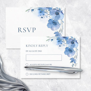 Blue Watercolor Wedding RSVP Card