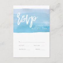 Blue Watercolor wedding rsvp card, reply card
