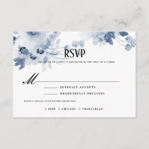 Blue Watercolor Wedding RSVP with Meal Selection
