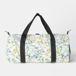 Blue Watercolor Wildflower Duffle Bag