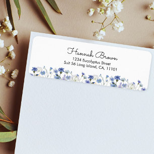 Blue Watercolor Wildflower Garden