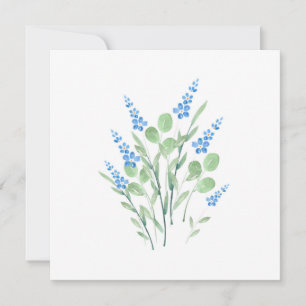 Blue Watercolor Wildflowers Bouquet Card