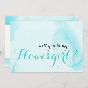 Blue Watercolor Will you be my Flowergirl Invitation