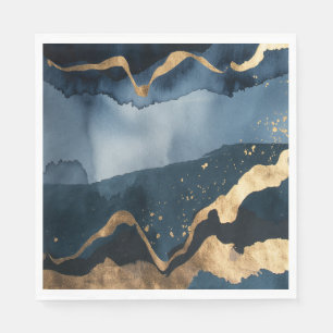 Blue watercolor with gold flecks napkin