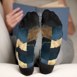 Blue watercolor with gold flecks socks