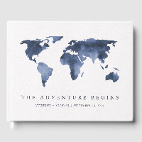 Blue Watercolor | World Map Wedding