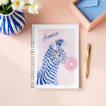 Blue Watercolor Zebra Animal Blowing Gum Bubble Planner<br><div class="desc">Add a touch of whimsical elegance to your daily planning with this one-of-a-kind Blue Watercolor Zebra Animal Blowing Gum Bubble Planner. Featuring our hand-painted zebra with a striking blue-striped abstract pattern and a bold pink gum bubble. The playful yet sophisticated design is perfect for animal lovers and anyone who enjoys...</div>