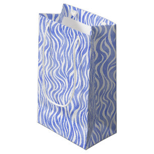 Blue Watercolor Zebra Print Small Gift Bag