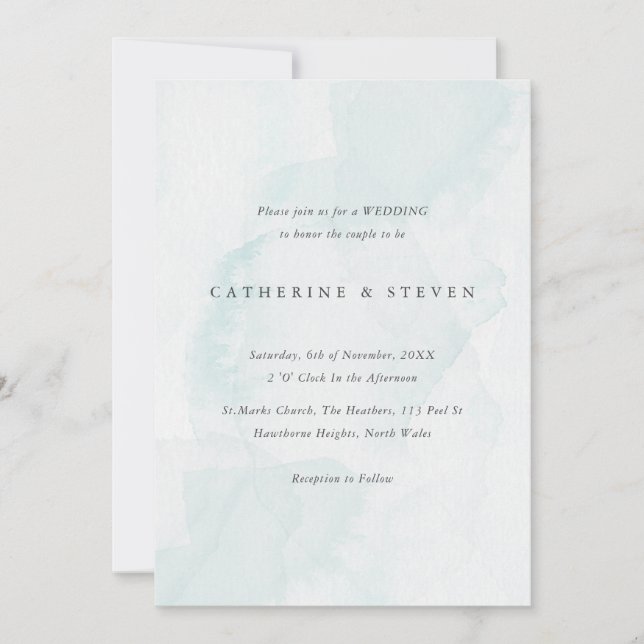 Blue Watercolour Beach Coastal Wedding Invitation (Front)