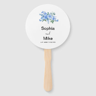 Blue Watercolour Floral and Butterflies Wedding  Hand Fan
