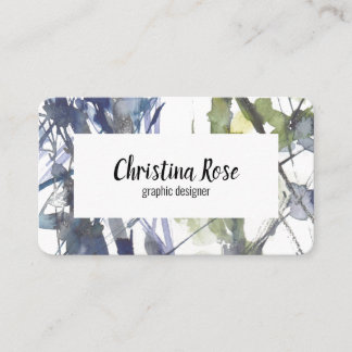 Blue watercolour flowers business card