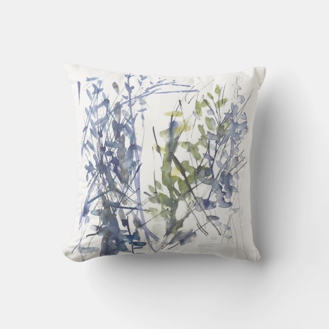 Blue watercolour flowers cushion (Front)