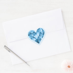 Blue watercolour heart diamond style sticker