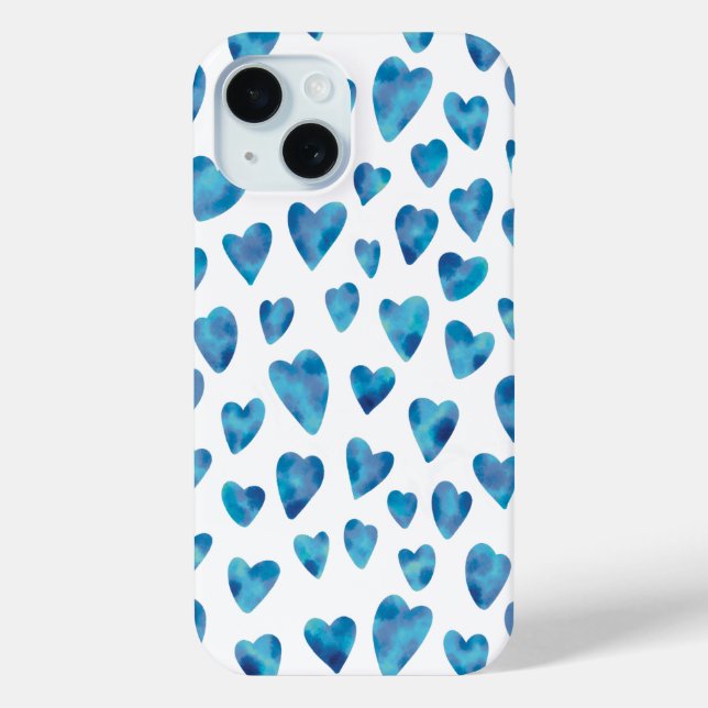 Blue Watercolour Heart iPhone Case (Back)