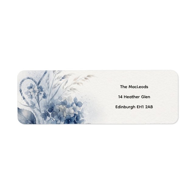 Blue Watercolour Hydrangea Return Address Labels (Front)