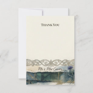 Blue Watercolour Lace Thank You Card