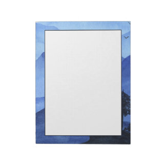Blue Watercolour Mountains Notepad