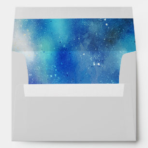 Blue Watercolour Sky Wedding Pre addressed Envelope
