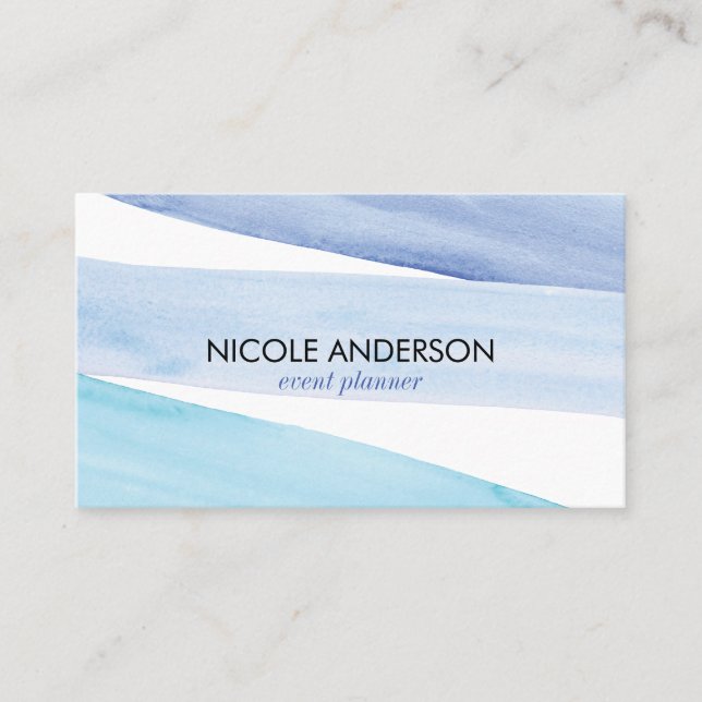 Blue Watercolour Splash Business Card (Front)