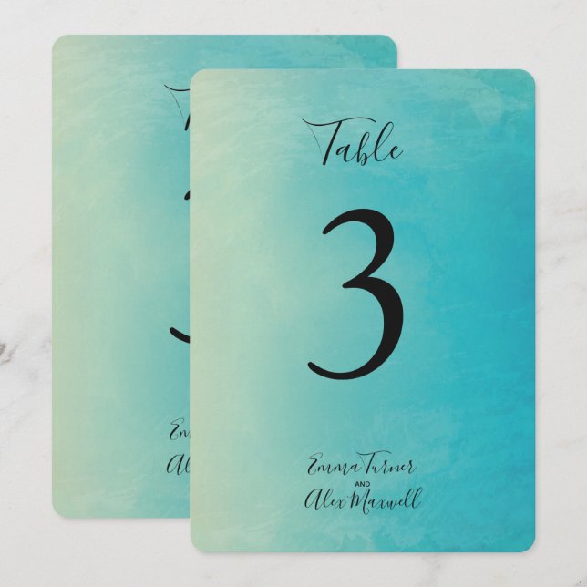 Blue Watercolour | Table number cards (Front/Back)