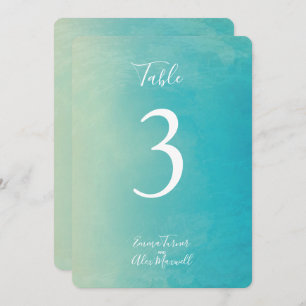 Blue Watercolour Table number cards