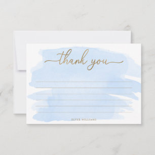 Blue Watercolour Thank You Card