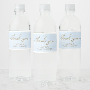 Blue Watercolour Water Bottle Favour Label