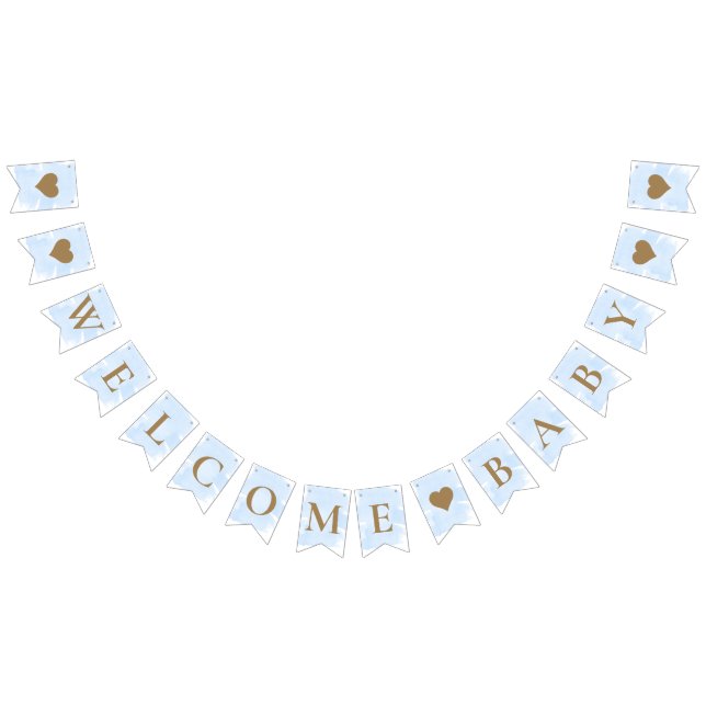 Blue Watercolour Welcome Baby Bunting Flags (All)