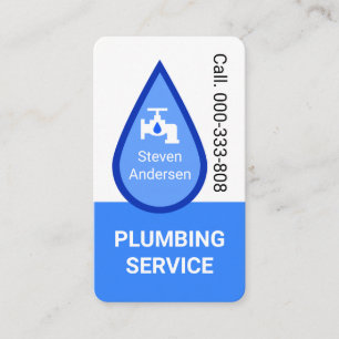 Blue Waterdrop Faucet Leaks Plumbing Business Card