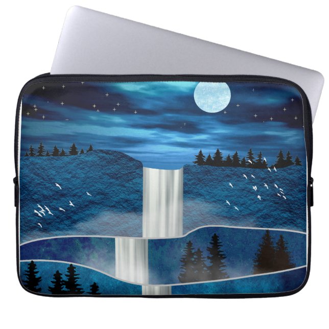 Blue Waterfall Laptop Sleeve (Front)
