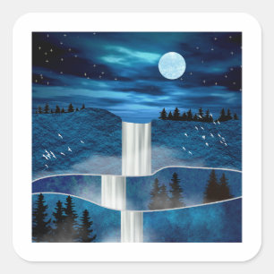 Blue Waterfall Square Sticker