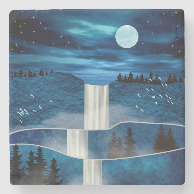 Blue Waterfall Stone Coaster (Front)