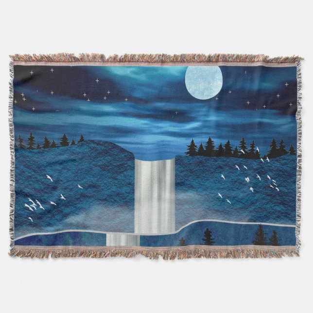 Blue Waterfall Throw Blanket (Front)