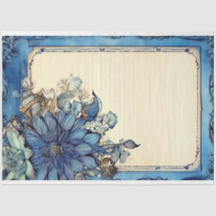 Blue waterlillies flower ephemera tissue paper