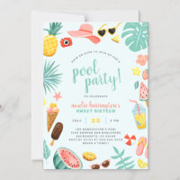 Blue | Watermelon Pineapple Tropical Pool Party