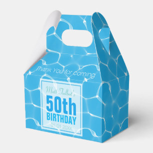 Blue Waterpool 50th Birthday Party Gable FB Favour Box