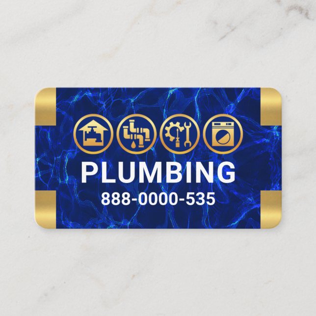 Blue Waters Gold Plumbing Corners Business Card (Front)