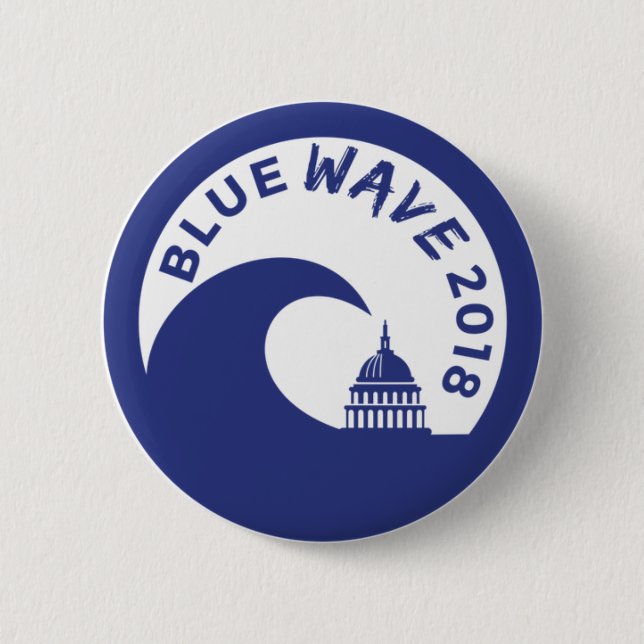 Blue Wave 2018  Round Button - Democratic victory! (Front)