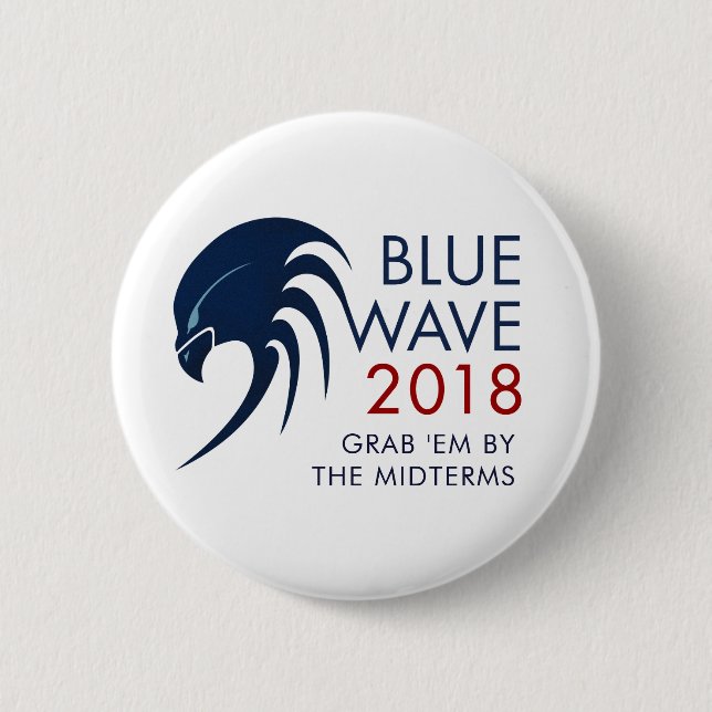 Blue Wave 2018 Tsunami Resistance Midterm Election 6 Cm Round Badge (Front)