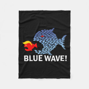 Blue Wave 2024 Funny Big Fish Eat Little Fish Trum Fleece Blanket